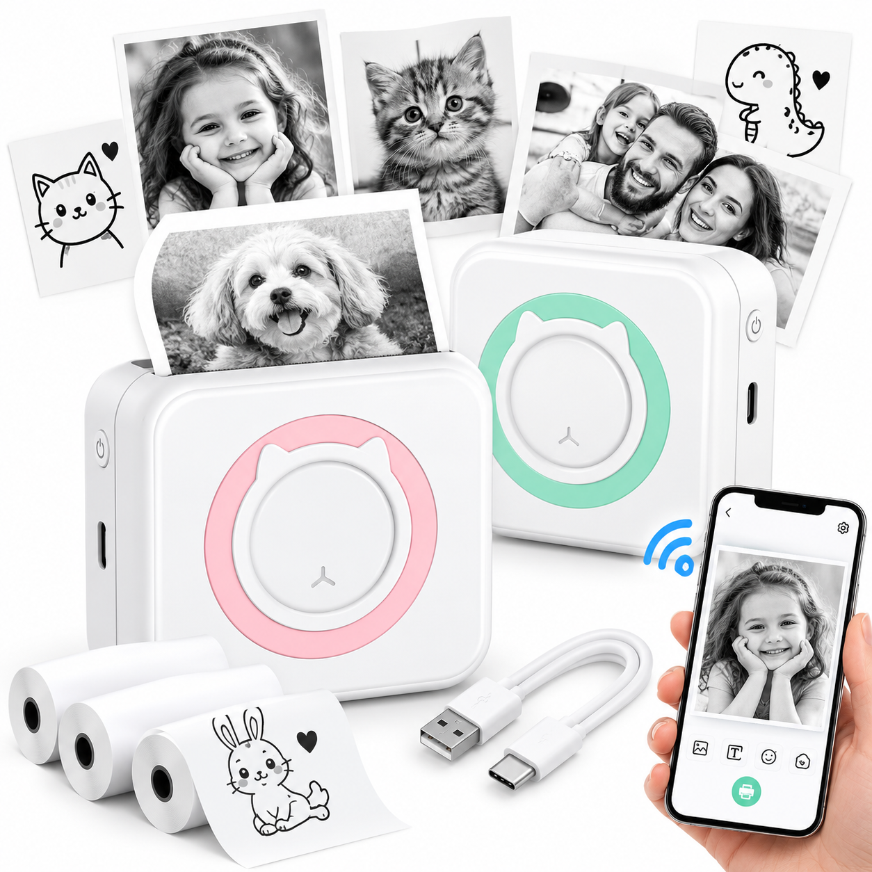 Přenosná chytrá tiskárna Miniprint - Mini termotiskárna k mobilnímu telefonu