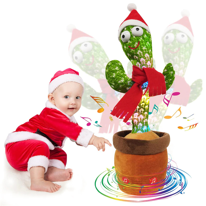 Tančící zpívající a mluvící plyšový kaktus Santa
