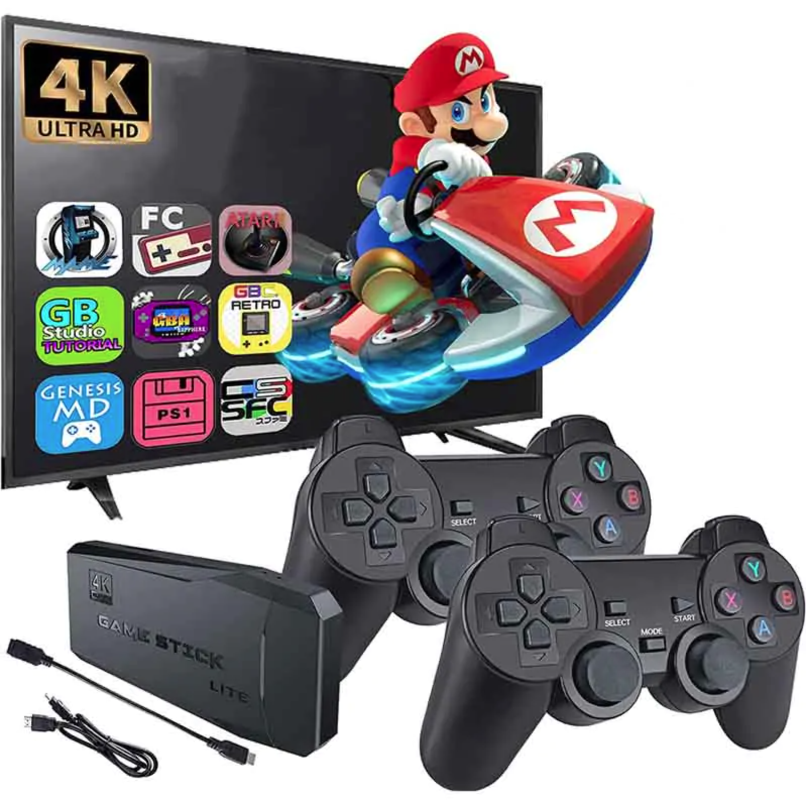 TV Herní Konzole se 2 ovladači 64GB (20000 her)