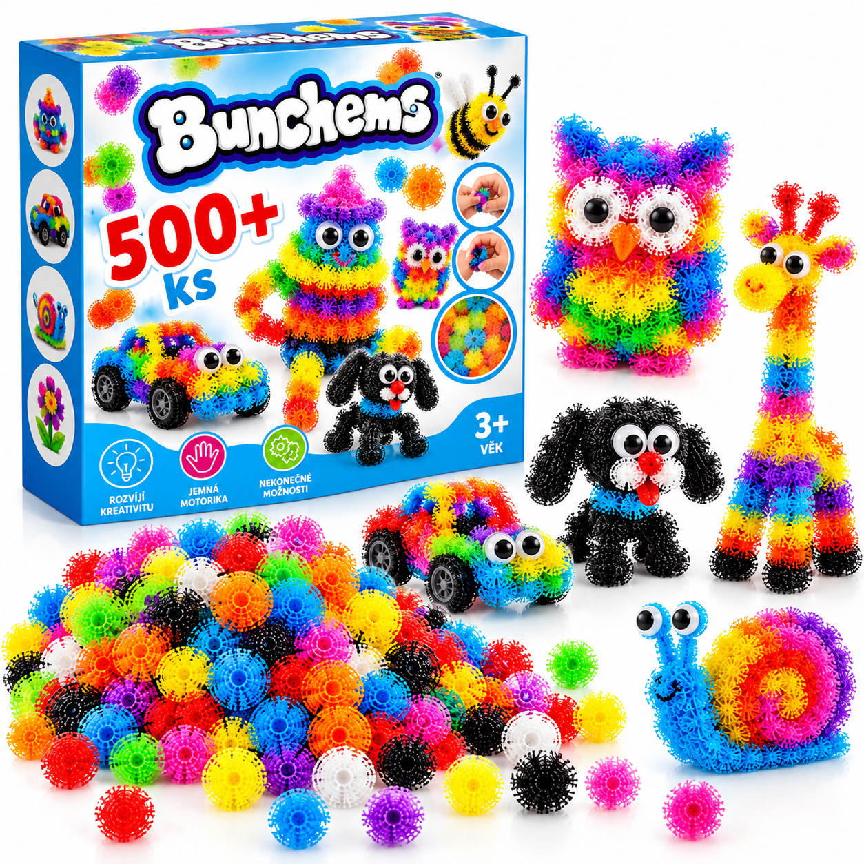Bunchems clusters 500+ ks - kreativní stavebnice pro děti!
